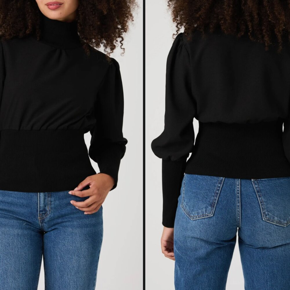 EUC French Connection Combination Black Turtleneck - Picture 2 of 10